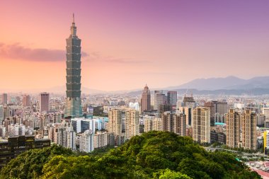 Taipei, Xinyi Bölgesi Tayvan silueti.