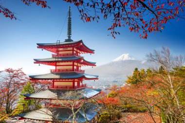 Pagoda ve Mt. Fuji