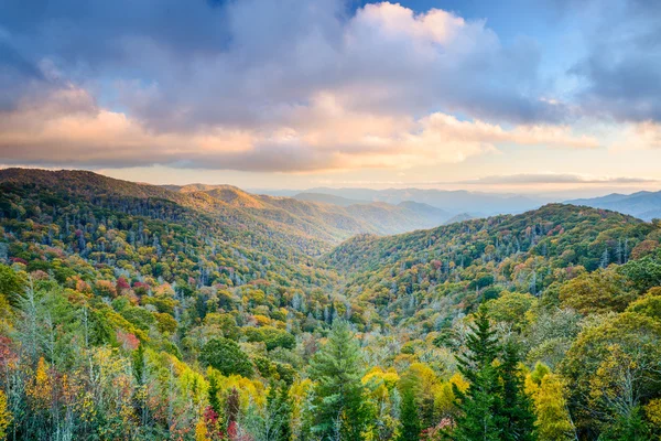 Montagne fumose in autunno — Foto Stock