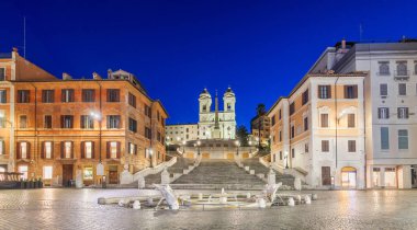 Spanish Steps in Rome, Italy in the early morning.