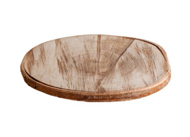 Tahta daire beyaz arkaplanda izole halde duruyor