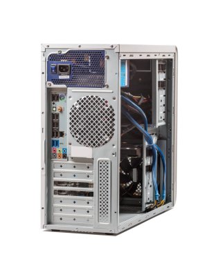 bilgisayar sistemi gümüşü beyaz arkaplanda izole edildi