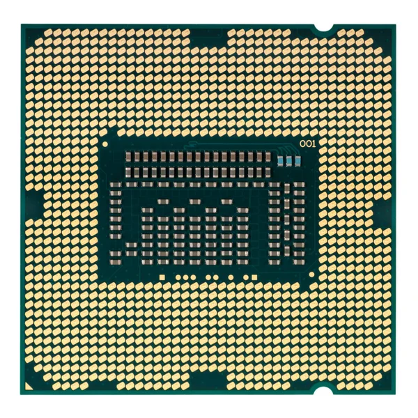 Detailní Pohled Počítačového Procesoru Izolovaný Bílém Pozadí — Stock fotografie