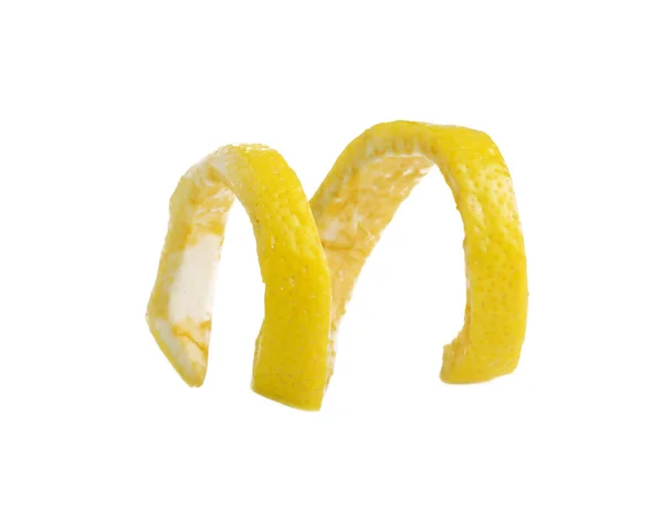 Lemon Peel Spiral Isolated White Background — Stock Photo, Image