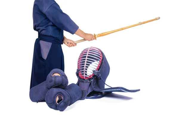 Desportista Equipamento Protecção Bogu Bambu Espada Sinai Para Esgrima Japonês — Fotografia de Stock