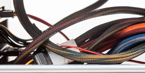 Renkli Kablo Bağlantıları Bilgisayar Donanım Elemanı Yakın Plan — Stok fotoğraf