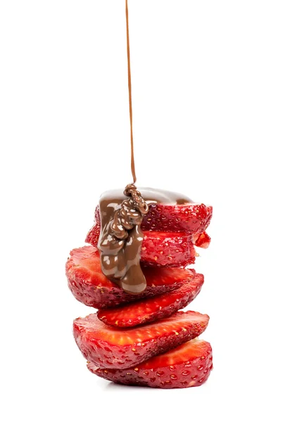 Chocolate and strawberry slices — Stock Photo, Image