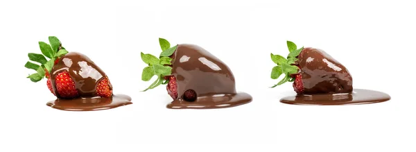 Set of strawberry in the chocolate — Stock Photo, Image