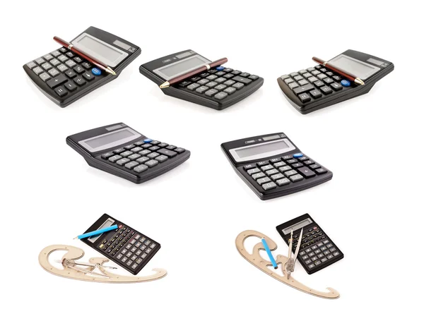 Set of calculator, pen and pencil — Stock Photo, Image