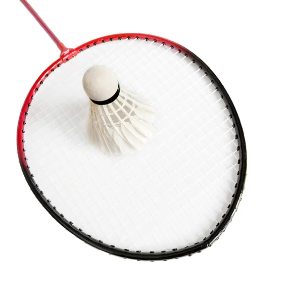 Shuttlecock  on  racket — Stock Photo, Image