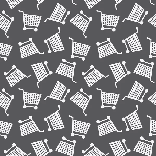 Varrat nélküli bevásárló kosár minta fekete-fehér háttér — Stock Vector