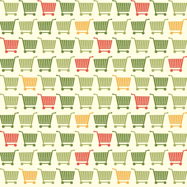 Seamless Shopping Cart Colored Pattern — Stock Vector