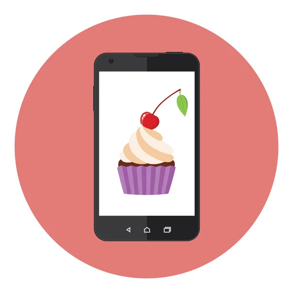 Mobile Sweet Cupcake — Stock Vector