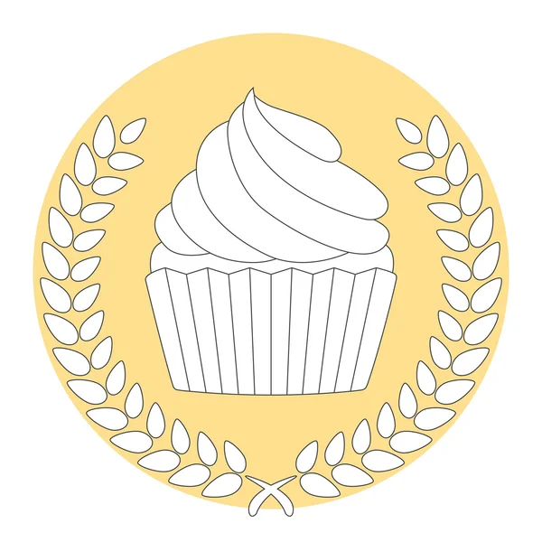 Couronne de laurier avec cupcake — Image vectorielle