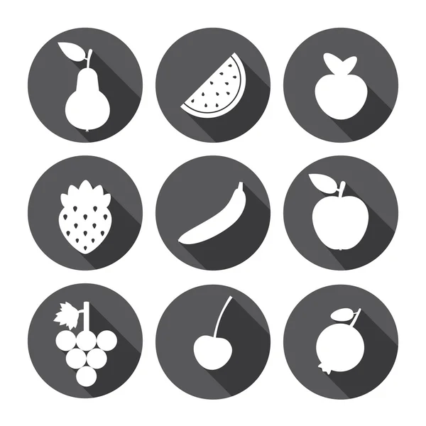 Icônes de fruits Série monochrome — Image vectorielle