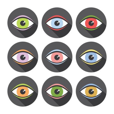 İnsan gözü düz tasarım Icons Set