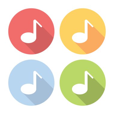 Müzik Not düz Icons Set