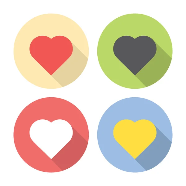 Heart Shape Love Symbol Flat Icons Set — Stock Vector