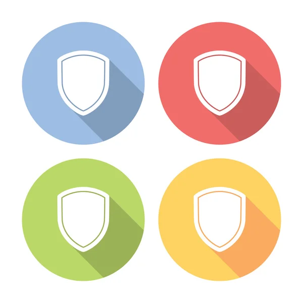 Set di icone piatte con scudo di sicurezza — Vettoriale Stock