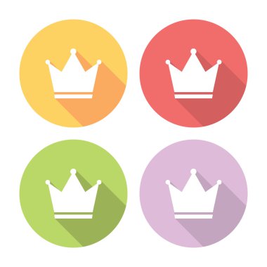 Altın taç düz Icons Set