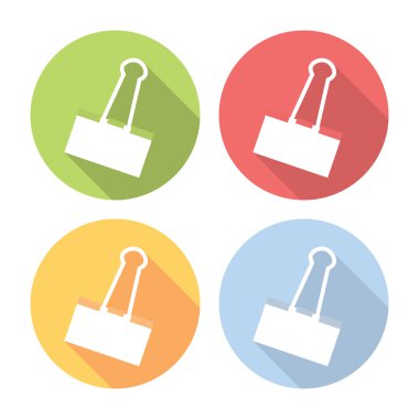 Office ataş düz Icons Set