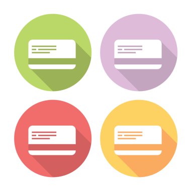 Plastik kredi kartı düz Icons Set