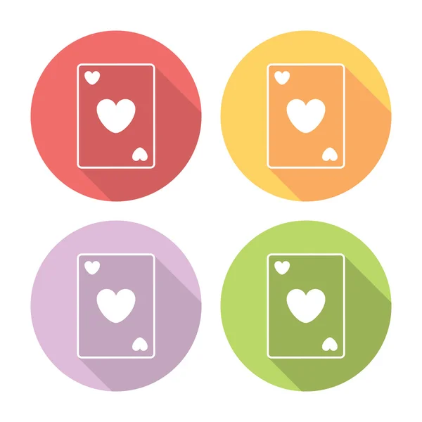 Heart Suit Playing Card Flat Icons Set — Stock Vector