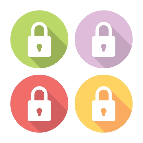 Set de iconos de estilo plano de símbolo de protección de bloqueo — Vector de stock