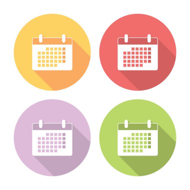 Takvim zamanlama sayfa düz Icons Set