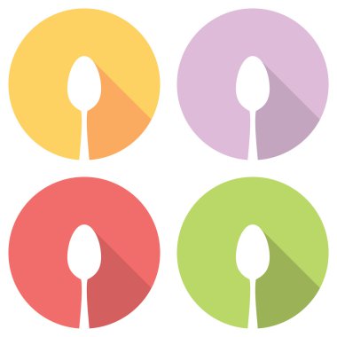 Yemek kaşık düz Icons Set