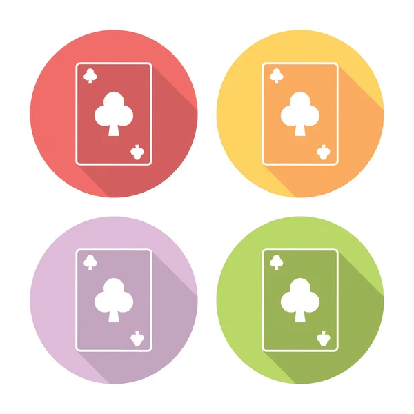 Jogando Card Club terno conjunto de ícones planos — Vetor de Stock