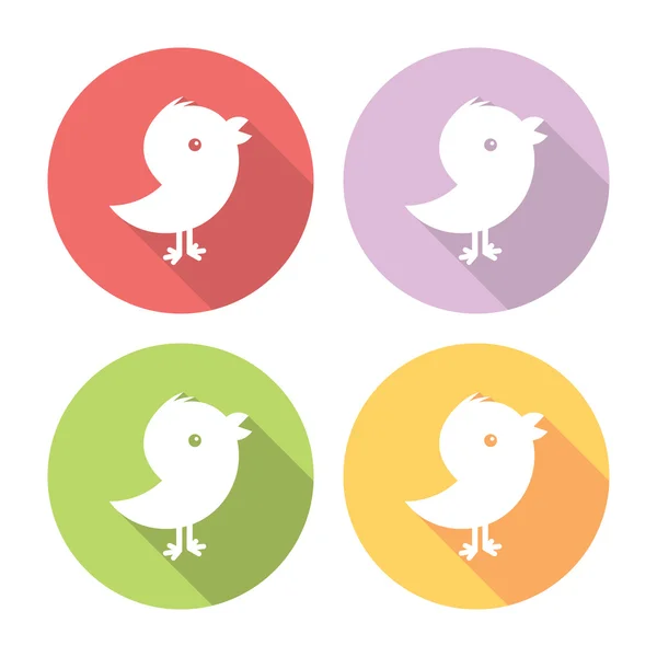 Social Media Stylized Bird Flat Icons Set — Stock Vector