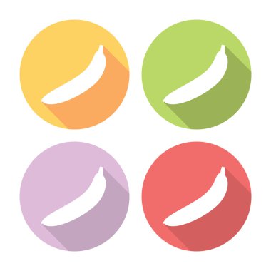 Muz tropikal tatlı meyve düz Icons Set