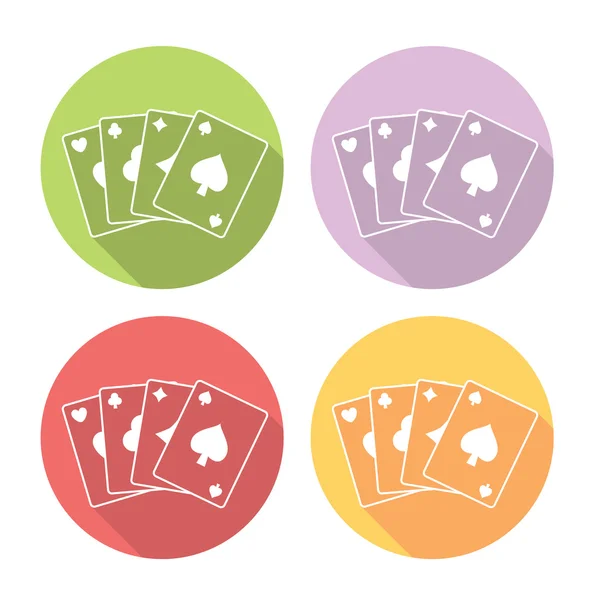 赌场扑克牌甲板平面图标集 — 图库矢量图片
