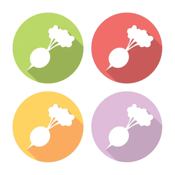 Radish Vegetable Flat Icons Set — Stock Vector