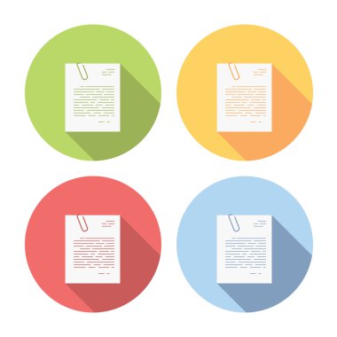 Office belgesi ile ataş düz Icons Set