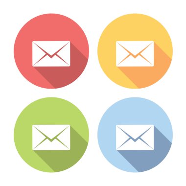 Posta zarf düz Icons Set