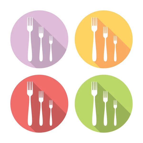 Set de iconos planos tenedor de cocina — Vector de stock