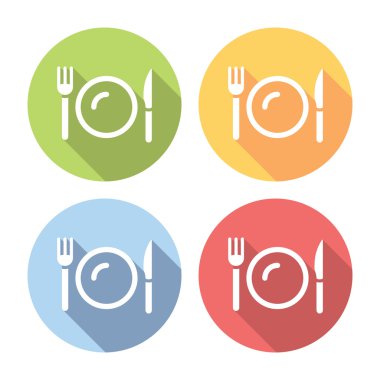 Plaka ve mutfak bıçakları düz Icons Set