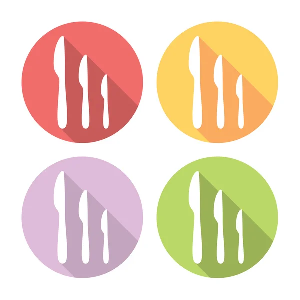 Mutfak bıçak düz Icons Set — Stok Vektör