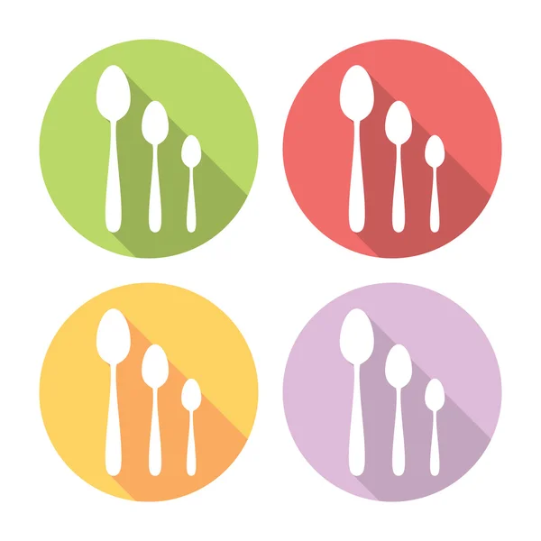 Conjunto de iconos planos cuchara de cocina — Vector de stock