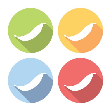 Bezelye Pod düz Icons Set