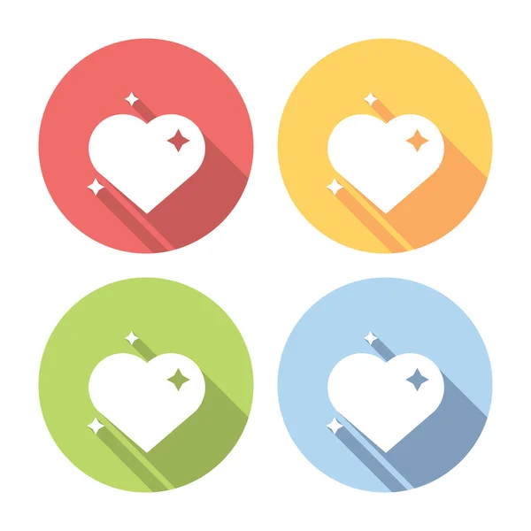 Heart With Sparks Flat Icons Set — Stock Vector