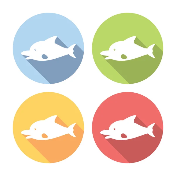 Yunus deniz hayvan düz Icons Set