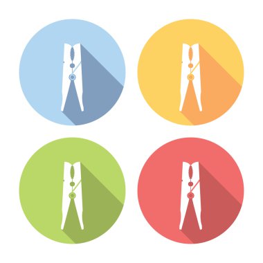 Clothespin Çamaşırhane aracı düz Icons Set