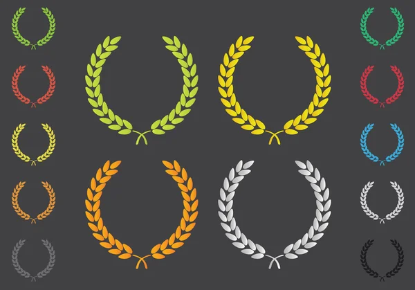 Set di colori della corona di foglie di alloro — Vettoriale Stock