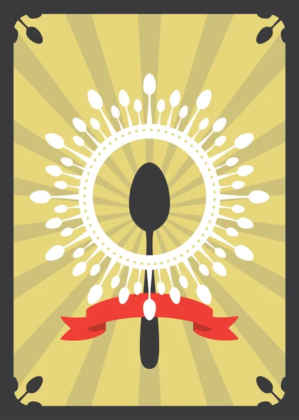 Cuchara Sun Kitchen Cutlery Card — Vector de stock