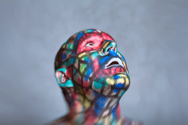 놀란된 슈퍼 히어로 다채로운 얼굴 — 스톡 사진