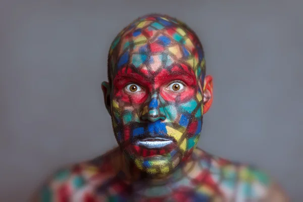 Geschokt superheld kleurrijk gezicht — Stockfoto