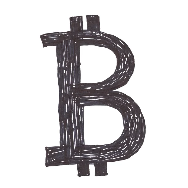 Black Bitcoin symbol drawing — Stock Photo, Image